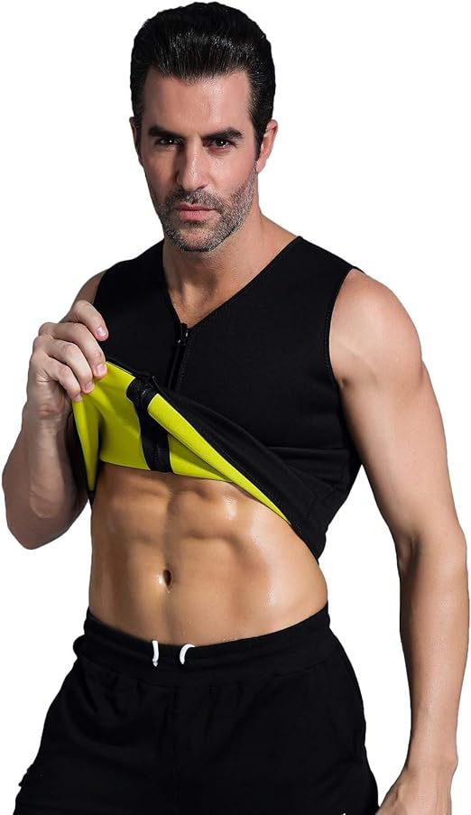 Mens Slimming Shaper Vest Hot Thermo Shapewear Exercise Workout Sauna suit Abdominal Trainer Body Fat Burner Zip