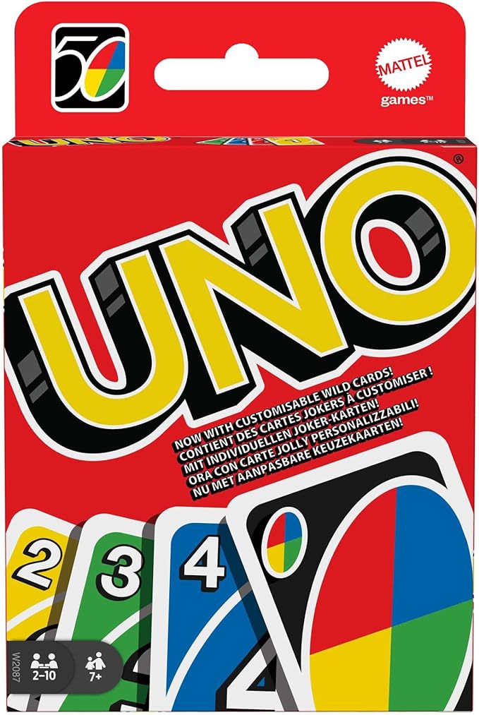 Mattel Games Giant UNO Card Game for Kids, Adults & Family Night, Oversized Cards & Customizable Wild Cards for 2-10 Players