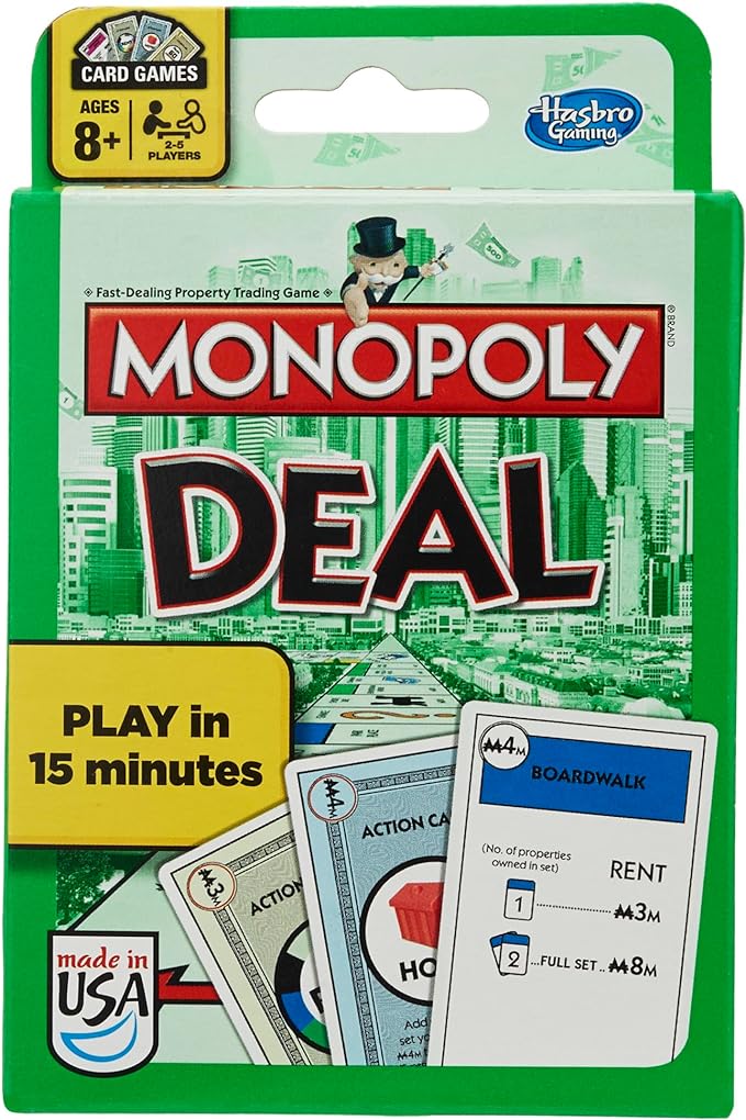 Monopoly Hasbro Gaming Deal Card Game, Quick-Playing Card Game for Families, 2-5 Players