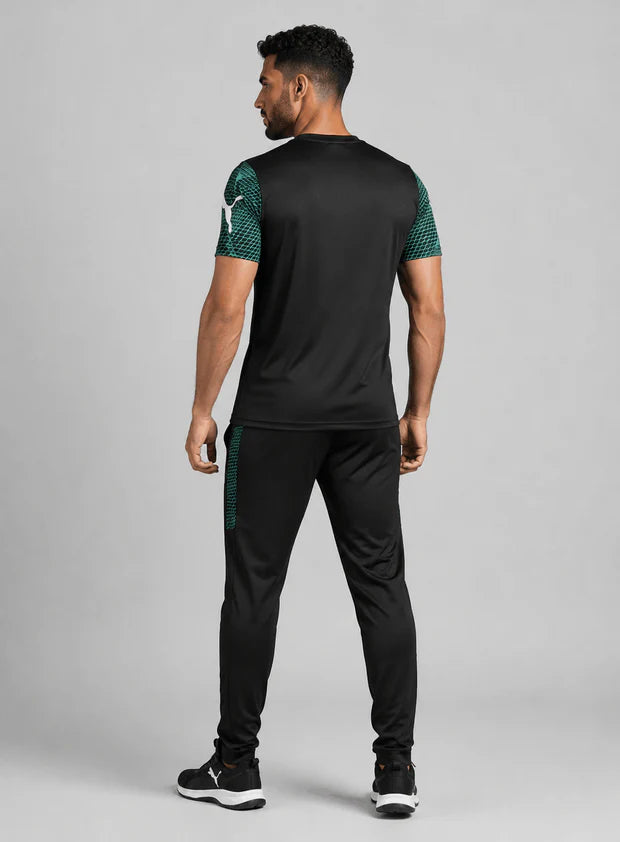 Dri-FIT Black Sports Tracksuit with Green Mesh Panels