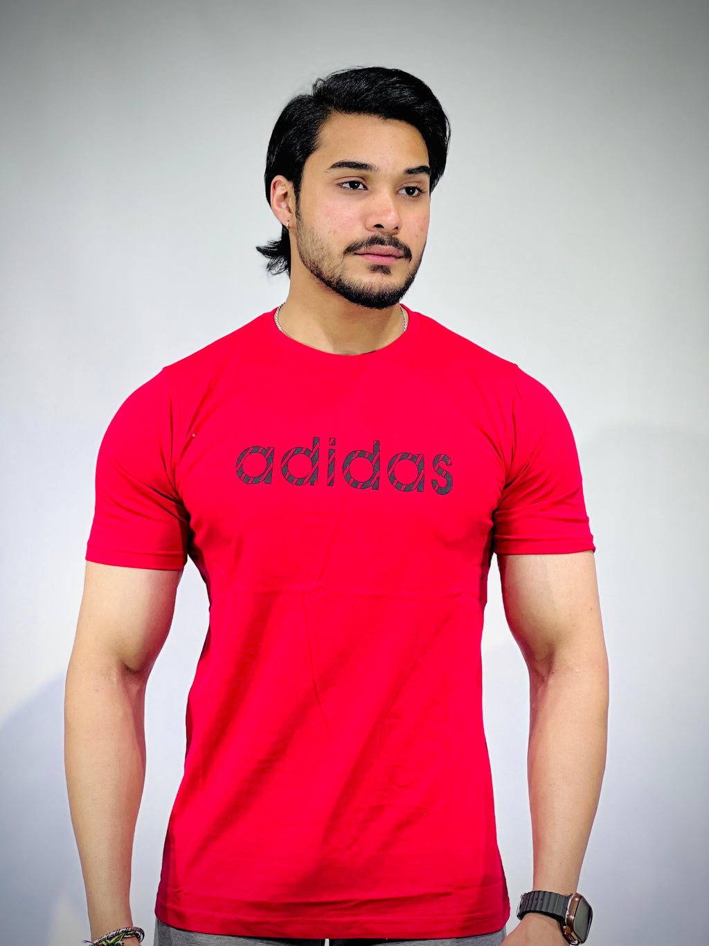 Adidas Red Cotton Slim-Fit T-Shirt