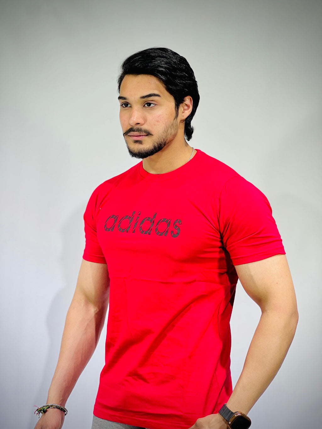 Adidas Red Cotton Slim-Fit T-Shirt