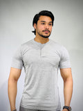 Grey Striped Cotton T-Shirt