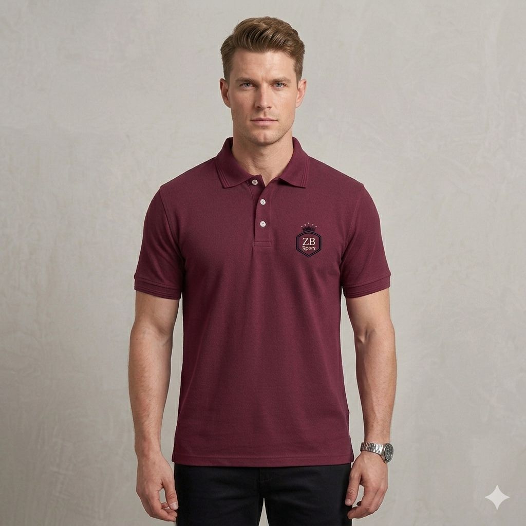 Vibrant Maroon Cotton Polo Shirt