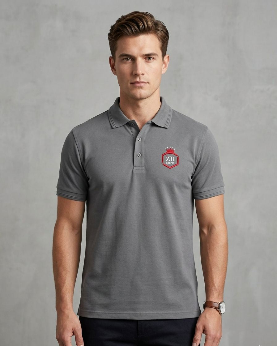 Bold & Stylish Grey Cotton Polo Shirt