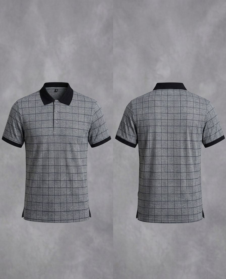 Classic Grid Cotton Polo – Smart Comfort Redefined