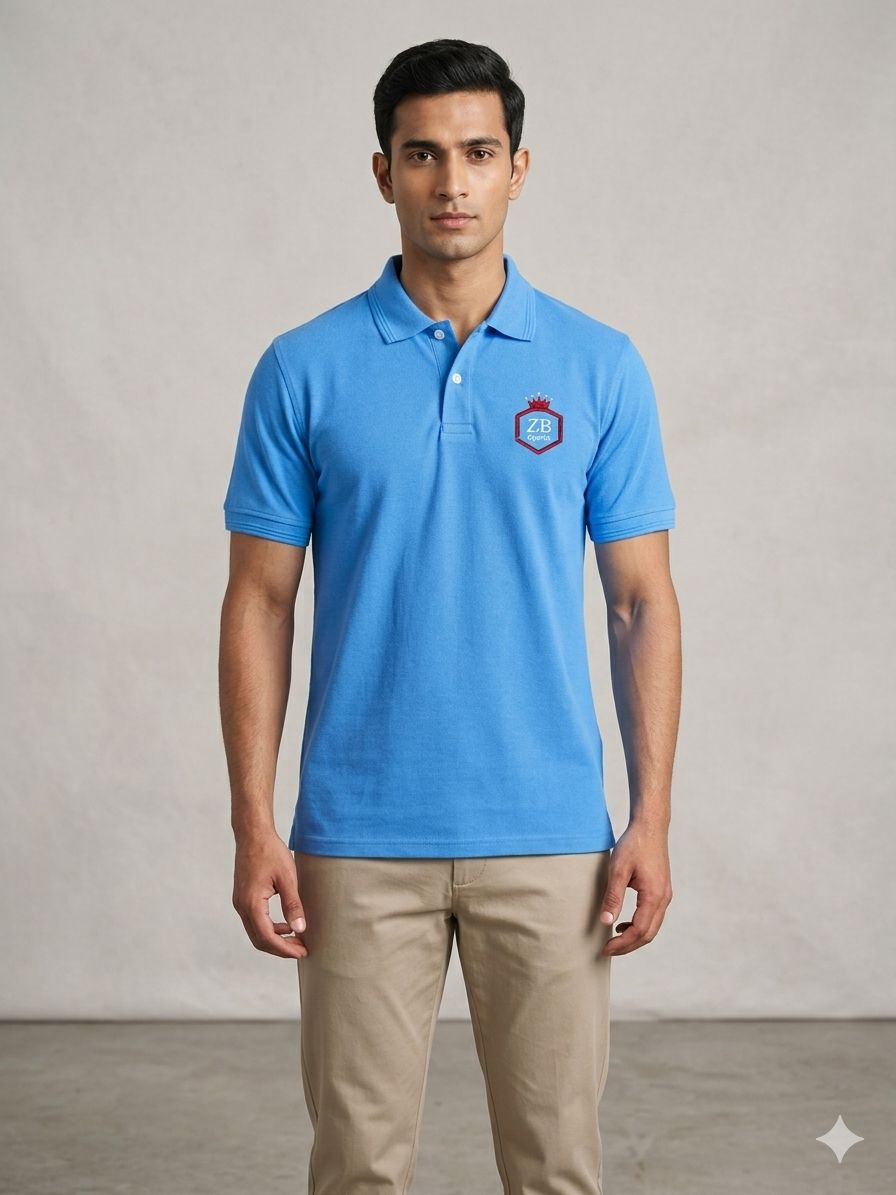 Classic Sky Blue Cotton Polo Shirt