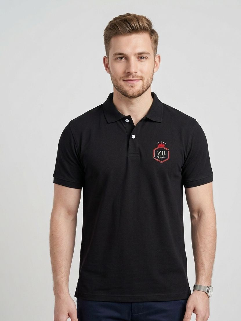 Premium Black Cotton Polo – Timeless Everyday Essential
