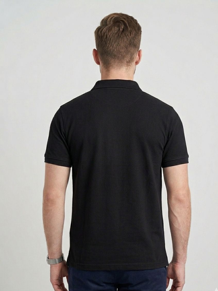 Premium Black Cotton Polo – Timeless Everyday Essential