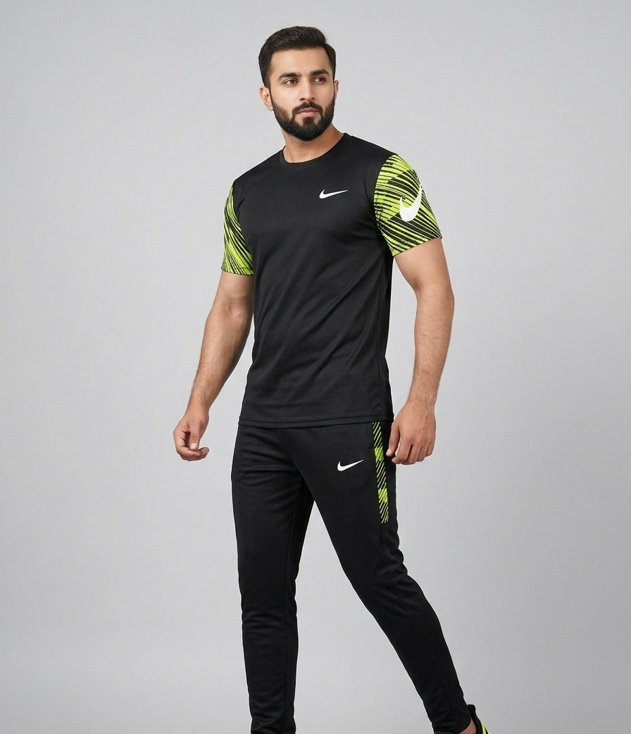 Dri-FIT Sports Tracksuit – Black & Neon Green